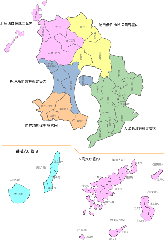 水土里サークル鹿児島・県内位置図